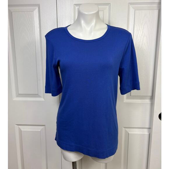 Chico's Women's Tee Blue Short Sleeeve Blouse Size 1 (M) - Picture 1 of 8